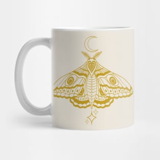 Witchy Cute Celestial Moth - Gold and Cream Mug